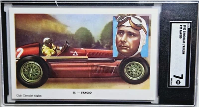 1952 Chocolat L'Aiglon #25 Juan Manuel Fangio Rookie Card RC SGC 7 NM POP 3 F1 - Image 1 of 3