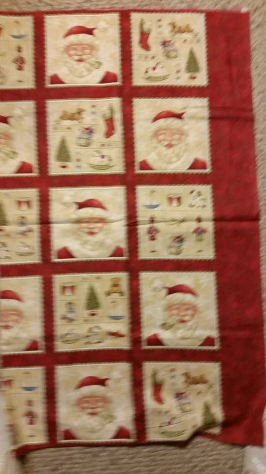 Ho! Ho! Ho! Kris Lammers Maywood Studio Christmas Squares Cotton Fabric 1 Yd! - Image 1 of 1