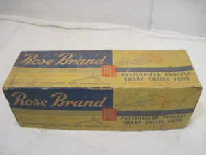 OLD CARDBOARD ROSE BRAND SHARP CHEESE PROCESS CHEESE CRATE BOX ADVERTISING - Picture 1 of 5