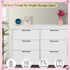 NUEVO Cómoda Doble para Dormitorio con 6 Cajones Almacenamiento Cajonera Organizador - Imagen 1 de 7