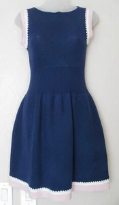 OSCAR DE LA RENTA WOMEN DRESS IN NAVY BLUE / LIGHT PINK. SIZE XS - Picture 1 of 13