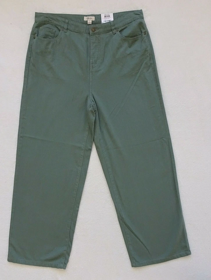 Style&Co Crop Wide Leg Pants Womens Size 16 Green