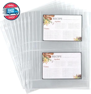 Recipe Card Page Protectors for 8.5 X 11 Inch 3 Ring Binder, 4 X 6 Pock - Picture 1 of 12