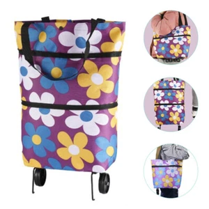Large Capacity Shopping Cart Reusable Grocery Bags Collapsible Trolley Pouch - Picture 1 of 12