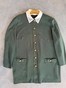 Ladies jersey suit, dark green fine wool jersey with shoulder pads size 22 - Picture 1 of 2