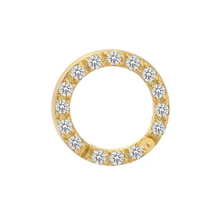 14K Snap Close Chain Link Connector /Charm holder Real Diamond Solid Gold Round - Picture 1 of 4