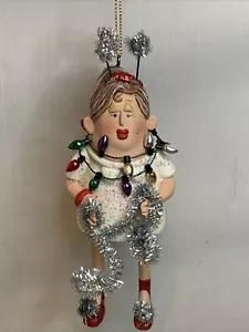 Christmas Ornament Lady Lights Tinsel Swing Legs. Fun - Picture 1 of 5