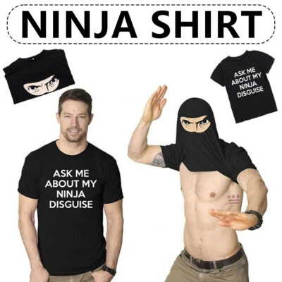 Mens Ask Me About My Ninja Disguise Flip T shirt Funny Costume Graphic Humor AU - image 1 of 4