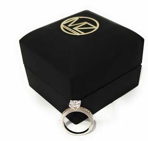 14k White Gold Plated Silver 1.5 Ct. Solitaire CZ  Ring - Picture 1 of 11