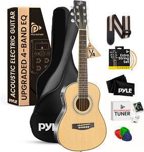 Acoustic Electric Guitar Kit, 1/4 Scale Spruce Wood Steel String Instrument W/ G