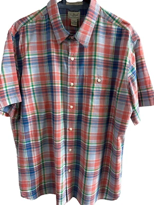 L.L. Camisa Bean Ligeramente Ajustada XL Regular Manga Corta A Cuadros XL Abotonada Foto 1 de 4