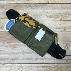 G.I.L.I. Women's Green Genuine Leather Fanny Pack Camo Trim RFID Technology - Picture 1 of 12