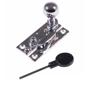 sash window polished chrome fastener, locking narrow plate - Picture 1 of 1