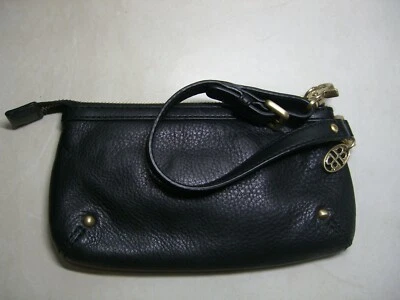  HUGO BOSS MUJER CUERO NEGRO MINI CARTERA DE VIAJE MONEDERO BOLSO CLUTCH DE MANO Foto 1 de 4