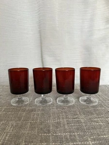 Set of 4 Luminarc Arcoroc Cavalier French Stemmed Glasses4 1/8" Tall Ruby Red - Picture 1 of 6