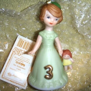MIB Growing Up Birthday Girls Age 3 Year Figure-Bisque Porcelain-Enesco BRUNETTE - Picture 1 of 1