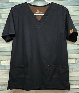 Carhartt Scrub Top Adult Medium Black V-neck Ripstop Medical Dental Scrubs - Picture 1 of 6