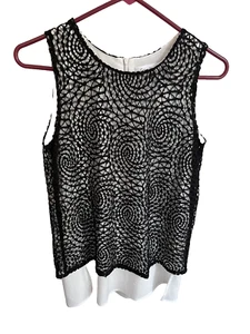 Calvin Klein Black & White Damen Medium Crochet Overlay Bluse - Größe XS - Bild 1 von 5