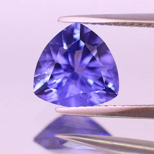 1.84c 9mm Trillion! Intense Rich Purple Natural Tanzanite From Tanzania Stunner - Picture 1 of 5