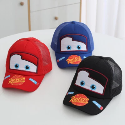 Boys Girls Cartoon Cars Baseball Cap Kids Sun Mesh Cap Adjustable Outdoor Sports - Image 1 of 4