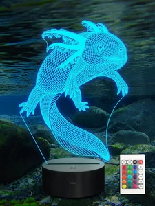 Ammonite Axolotl Night Light, Mexican Salamander Fish 3D Illusion Lamp for Ki... - Picture 1 of 12