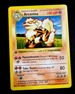 Arcanine 1st Edition 23/102 MP+ Pokémon TCG Base Set Vintage Card - Image 1 of 2