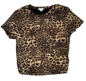 Garage Clothing Women’s Leopard Print Cropped Crew Neck Tee Size XS - Picture 1 of 3