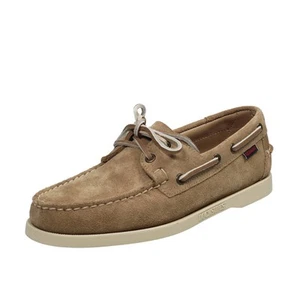 Sebago Docksides Portland Flesh Out - Vela In Suede Beige - Uomo Scarpe - Foto 1 di 4