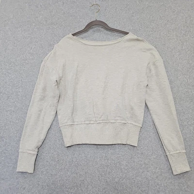 Maeve Anthropologie Sweatshirt Womens M Cropped Batwing Terry Heathered Beige  - Image 1 of 4