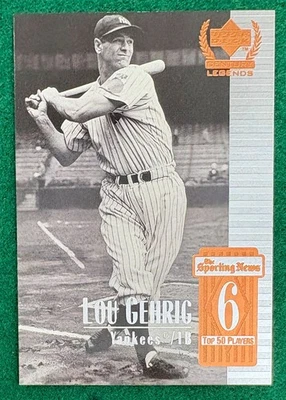 1999 年 Upper Deck 世纪传奇 - Lou Gehrig #6 — 第 1/2 张图片