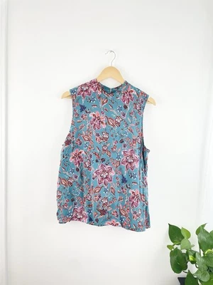 Blusa sin mangas boho sin mangas floral azul rosa J.Jill XLP para mujer XL pequeña Foto 1 de 4