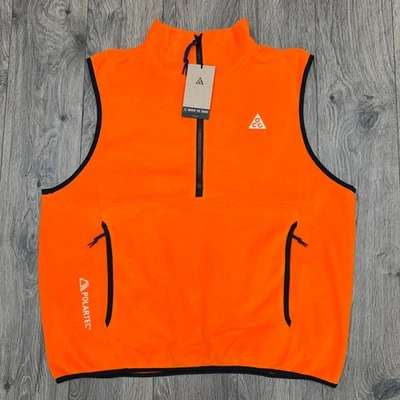 Nike ACG Wolf Tree Chaleco Térmico Cuarto Polartec Talla XL Para Hombres Naranja Negro Foto 1 de 4