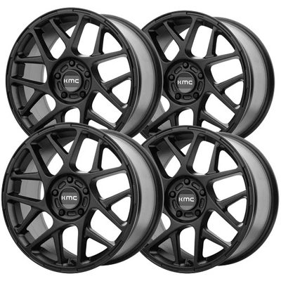 (Set of 4) KMC KM708 Bully 17x8 5x110 +38mm Satin Black Wheels Rims 17" Inch Foto 1 de 4