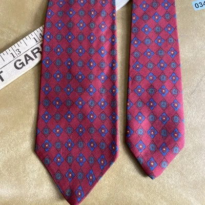 Silverwoods Todo Seda Hecho a Mano en Inglaterra Corbata Rojo con Diseño Cuadrado De Colección Años 50 Foto 1 de 4