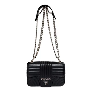 PRADA Schultertasche Umhängetasche 1BD108 Leder Kettendiagramm gebraucht - Bild 1 von 10