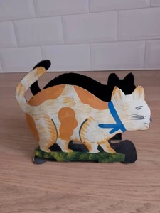 Folk Art Metal Letter Rack with Hand Painted Cat Design - Picture 1 of 5