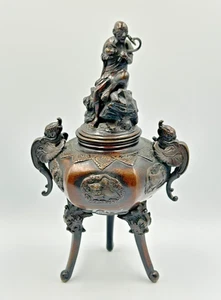 Antike Vintage chinesische Bronze Sensor Räuchergefäß Anfang 20. Jahrhundert 13" hoch x8" - Bild 1 von 20