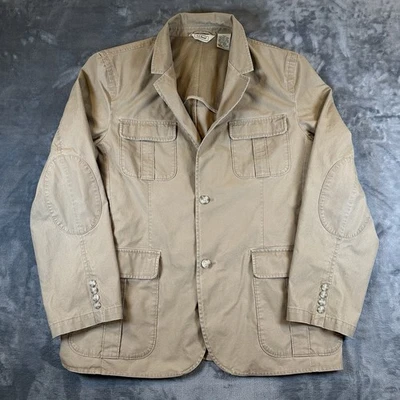 VTG LL Bean Jacket Mens 46 Reg Khaki Tan Safari Field Blazer Elbow Pad Coat - Image 1 of 4