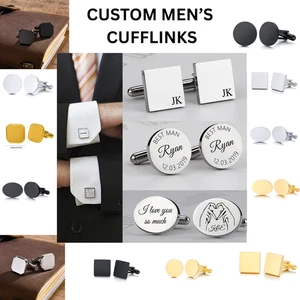 Personalised Cufflinks Custom Engraved Any Text for Husband Dad Son Boyfriend - Picture 1 of 25