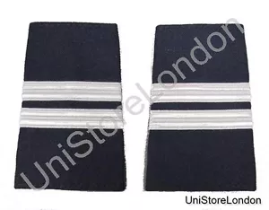 Epaulet Pilot Epaulette Sliders 2 Silver Bar Flight Engineer Navy Blue R1319 - Picture 1 of 1