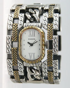 Chico's Women's Antique Two-Tone Wide Bangle Watch CH-407. Mint! - Picture 1 of 3