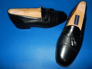 NWOB Giorgio Brutini 'Patrick' Black Leather Cap-toe Tassel Loafers - 11D