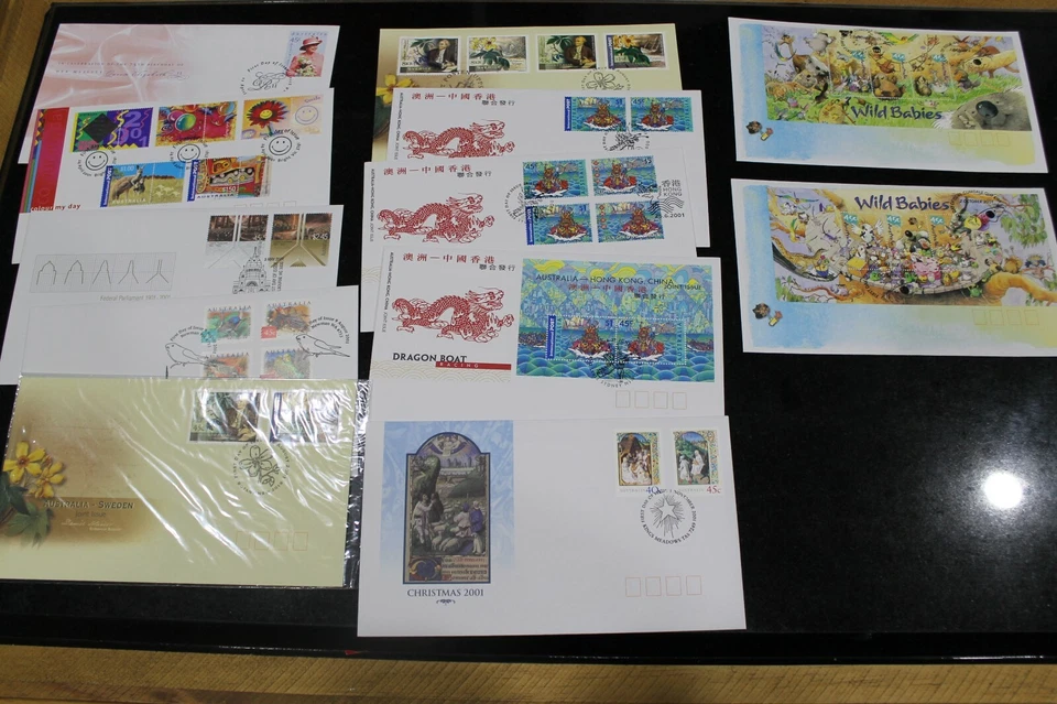 2001 FDC x 12 NATIVE BIRDS, JOINT SWEDEN,WILD BABIES,DRAGON BOAT, PARLIAMENT,QEI - Image 1 of 1