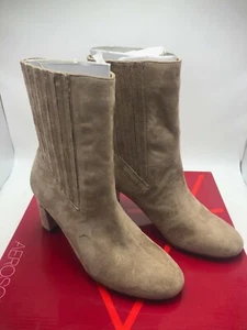 Aerosoles Fifth-Ave Damenstiefel Wildleder Blockabsatz taupe neu im Karton - Bild 1 von 5