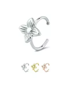 316L Surgical Steel Open Nose Hoop Ring Flower 5/16" 20 Gauge 20G - Picture 1 of 4