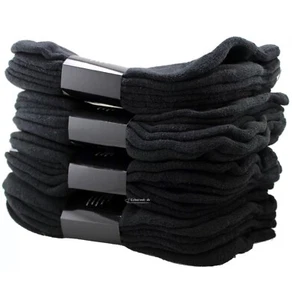 New 3 6 12 Pairs All Black Mens Womens Ankle Quarter Crew Socks Cotton Sports - Foto 1 di 3