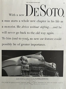 DeSoto Automobile Chrysler Corp Drive Without Shifting Vintage Print Ad 1948 - Picture 1 of 1