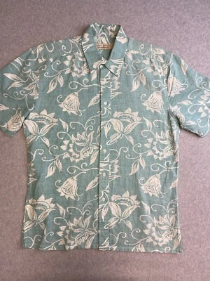 Camisa Island Republic Para Hombre Talla Mediana Verde Manga Corta Hawaiana Costera Foto 1 de 4