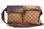 Auth Gucci GG Canvas Monogram Waist Belt Bum Bag Fanny Pack Sherry Brown 0309a