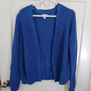 Cat and Jack Girls' Open Layering Cardigan Size XL 14/16. Soft, Blue w/metallic - Picture 1 of 7